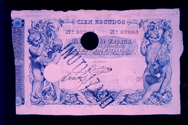 BILLETE DE 100 ESCUDOS 1870
MADRID, BANCO DE ESPAÑA-DOCUMENTOS
MADRID