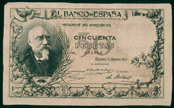 BILLETE DE 50 PESETAS 1905
MADRID, BANCO DE ESPAÑA-DOCUMENTOS
MADRID