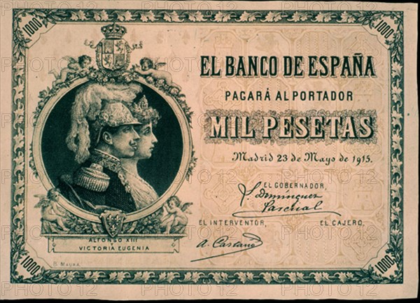 BILLETE DE 1000 PESETAS 1915
MADRID, BANCO DE ESPAÑA-DOCUMENTOS
MADRID