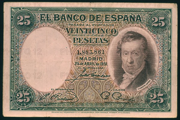 BILLETE DE 25 PESETAS 1931-ANVERSO
MADRID, BANCO DE ESPAÑA-DOCUMENTOS
MADRID

This image is not downloadable. Contact us for the high res.