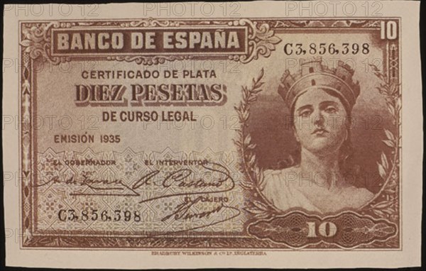 BILLETE DE 1000 PESETAS 1936
MADRID, BANCO DE ESPAÑA-DOCUMENTOS
MADRID

This image is not downloadable. Contact us for the high res.