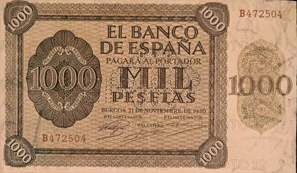 BILLETE DE 1000 PESETAS 1936
MADRID, BANCO DE ESPAÑA-DOCUMENTOS
MADRID

This image is not downloadable. Contact us for the high res.