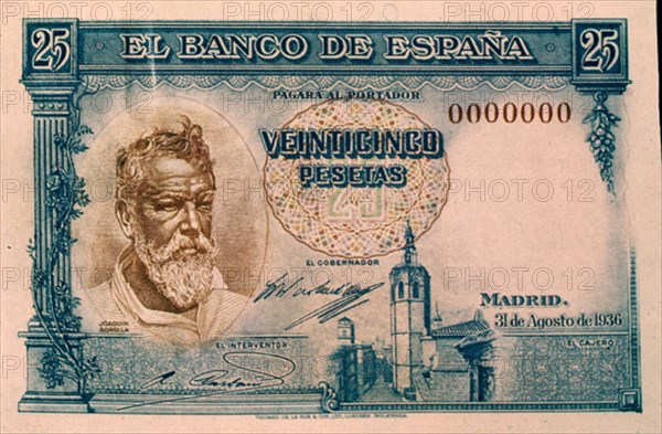 BILLETE DE 25 PESETAS 1936
MADRID, BANCO DE ESPAÑA-DOCUMENTOS
MADRID