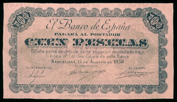 BILLETE DE 100 PESETAS 1938
MADRID, BANCO DE ESPAÑA-DOCUMENTOS
MADRID

This image is not downloadable. Contact us for the high res.