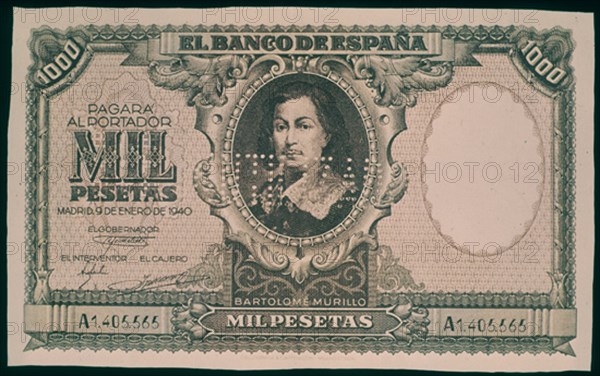 BILLETE DE 1000 PESETAS 1940
MADRID, BANCO DE ESPAÑA-DOCUMENTOS
MADRID