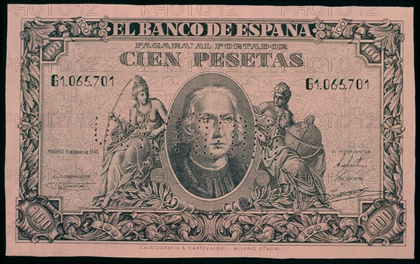 BILLETE DE 100PESETAS 1940
MADRID, BANCO DE ESPAÑA-DOCUMENTOS
MADRID
