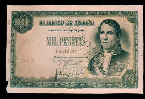 BILLETE DE 1000 PESETAS 1949
MADRID, BANCO DE ESPAÑA-DOCUMENTOS
MADRID

This image is not downloadable. Contact us for the high res.