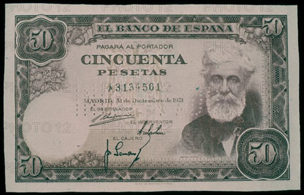 BILLETE DE 50 PESETAS 1951
MADRID, BANCO DE ESPAÑA-DOCUMENTOS
MADRID