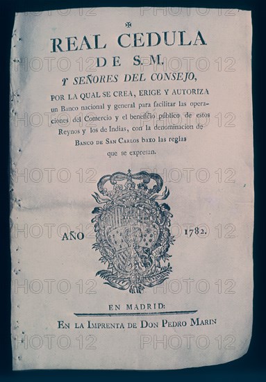 FOLLETO PARA CREAR UN BANCO NACIONAL 1782
MADRID, BANCO DE ESPAÑA-DOCUMENTOS
MADRID