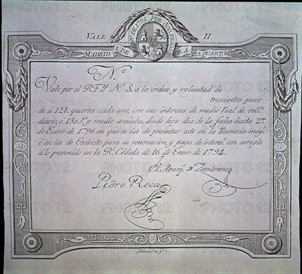 VALE REAL - EMISION 1 -FEBRERO-1795 - FASCIMIL
MADRID, BANCO DE ESPAÑA-DOCUMENTOS
MADRID