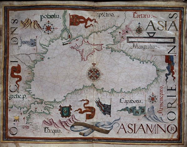 HOMEN DIEGO
PORTULANO MAR NEGRO Y ASIA MENOR S XVI
MADRID, MUSEO NAVAL
MADRID