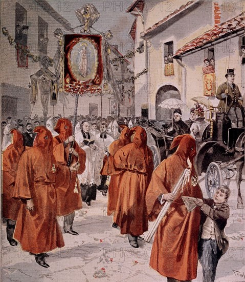 LA REINA INGLATERRA EN PROCESION PENITENTES ROJOS
PARIS, COLECCION PARTICULAR
FRANCIA