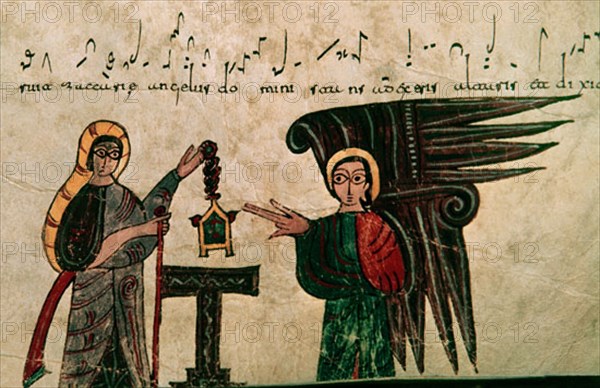 ANTIFONARIO MOZARABE- S X- EL ARCANGEL GABRIEL ANUNCIA A ZACARIAS EL NACIMIENTO DE JUAN EL BAUTISTA
LEON, CATEDRAL BIBLIOTECA
LEON