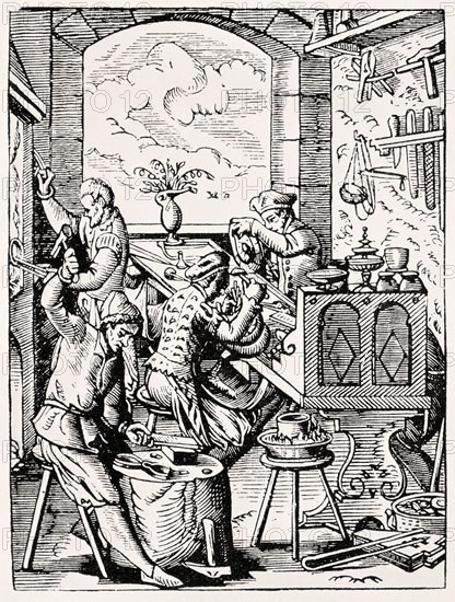 GRABADO-GREMIOS DE TRABAJADORES-HERRERO-S XVIII
MADRID, BANCO DE ESPAÑA-COLECCIÓN ARTE
MADRID