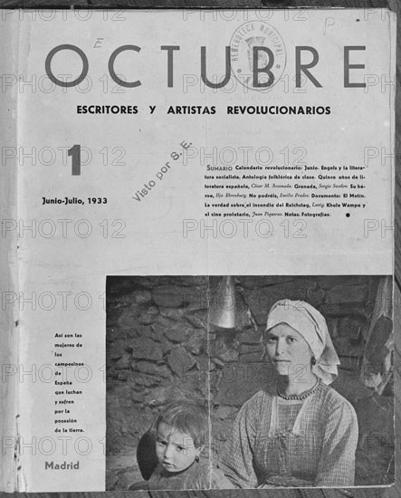 PORTADA DE LA REVISTA OCTUBRE 1933
MADRID, HEMEROTECA MUNICIPAL
MADRID