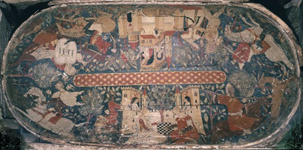 BOVEDA LATERAL-ESCENAS CABALLERESCAS Y LEGENDARIAS-EPOCA NAZARI S XV-PINTURA CRISTIANA
GRANADA, ALHAMBRA-SALA DE LOS REYES
GRANADA
