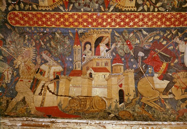 BOVEDA LATERAL-ESCENAS CABALLERESCAS Y LEGENDARIAS -EPOCA NAZARI S XV-PINTURA CRISTIANA
GRANADA, ALHAMBRA-SALA DE LOS REYES
GRANADA