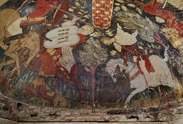 BOVEDA LATERAL-ESCENAS CABALLERESCAS Y LEGENDARIAS -EPOCA NAZARI S XV-PINTURA CRISTIANA
GRANADA, ALHAMBRA-SALA DE LOS REYES
GRANADA