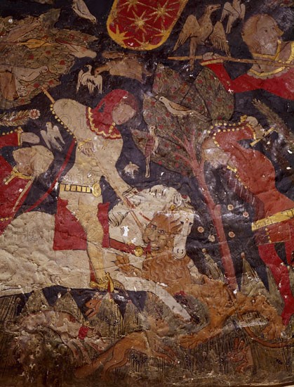 BOVEDA LATERAL-ESCENAS DE CAZA-S XV-EPOCA NAZARI-PINTURA CRISTIANA SOBRE CUERO
GRANADA, ALHAMBRA-SALA DE LOS REYES
GRANADA