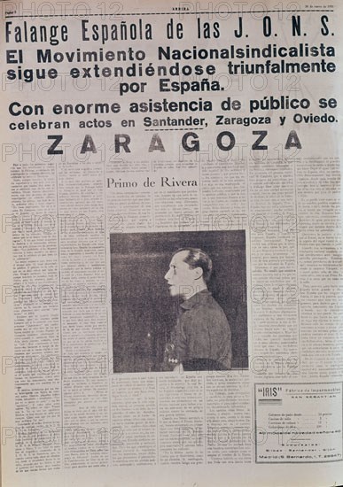 PERIODICO ARRIBA DE FALANGE 1935.J. A. PRIMO DE RIVERA
MADRID, HEMEROTECA MUNICIPAL
MADRID