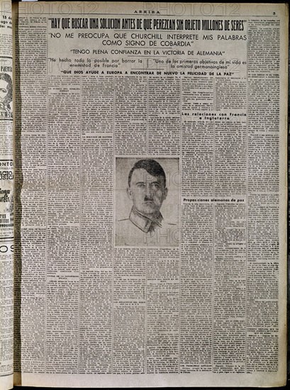 PERIODICO ARRIBA DE FALANGE 1935-DISCURSO Y FOTOGRAFIA DE HITLER
MADRID, HEMEROTECA MUNICIPAL
MADRID