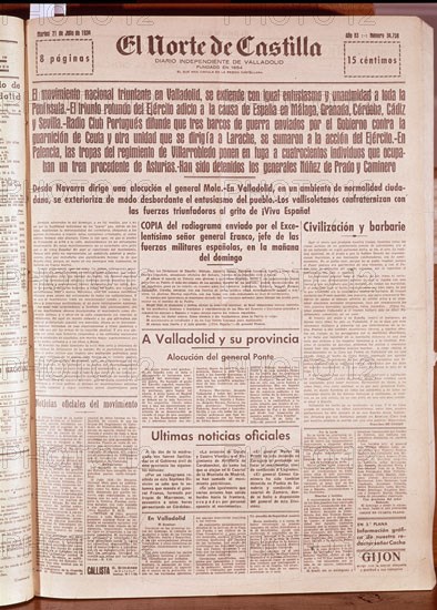 PERIODICO NORTE DE CASTILLA 1936
MADRID, HEMEROTECA MUNICIPAL
MADRID