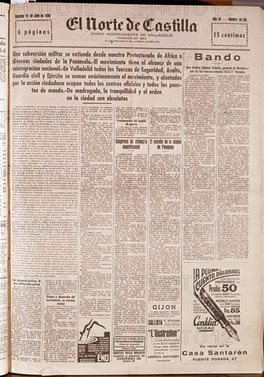 Journal El Norte de Castilla, Le début de la Guerre Civile