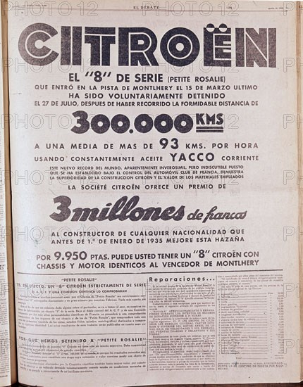 PERIODICO EL DEBATE 1933-ANUNCIO PUBLICITARIO DE COCHES CITROEN
MADRID, HEMEROTECA MUNICIPAL
MADRID