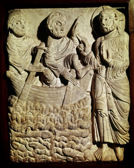 RELIEVE DE S PEDRO DE RODA-JESUS  ANDA SOBRE LAS AGUAS Y PEDRO LE SALE AL ENCUENTRO
BARCELONA, MUSEO DEL MAR
BARCELONA