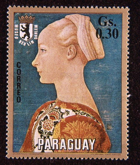 SELLO DE PARAGUAY - DAMA JOVEN DE DOMENICO VENEZIANO