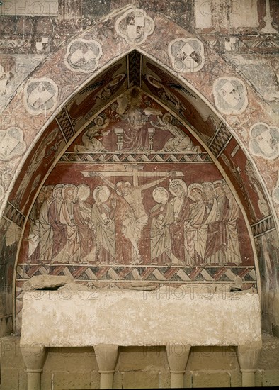 INTERIOR-PINTURAS MURALES GOTICAS-CRUCIFIXION-HACIA 1300
IBIECA, SAN MIGUEL DE FOCES
HUESCA