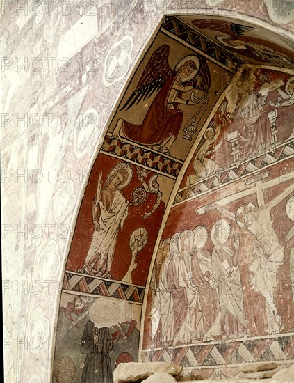 INTERIOR-PINTURAS MURALES GOTICAS CON ESCENAS DE LA VIDA DE JESUS-HACIA 1300
IBIECA, SAN MIGUEL DE FOCES
HUESCA