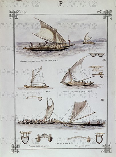 MONLEON RAFAEL 1853/1900
PIRAGUAS NUEVA CALEDONIA-TAHITI-FISI Y SANDWICH
MADRID, MUSEO NAVAL LAMINAS
MADRID