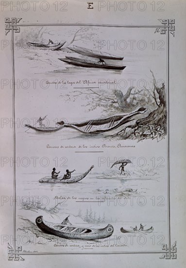 MONLEON RAFAEL 1853/1900
CANOAS AFRICANAS-AMAZONAS Y CANADIENSES
MADRID, MUSEO NAVAL LAMINAS
MADRID
