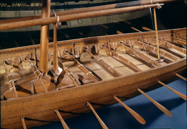 Model of drakkar with paddles