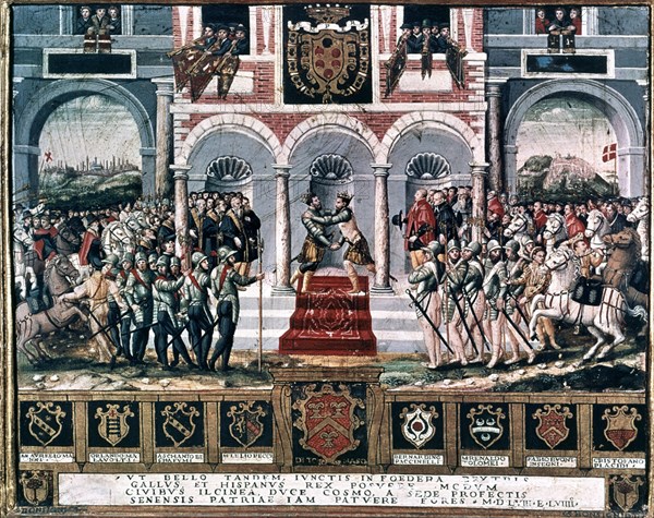 REYES DE FRANCIA Y ESPAÑA ABRAZO TRAS EL TRATADO DE CATEAU (3/4/1559) -ENRIQUE II/FELIPEII
SIENA, MUSEO ARQUEOLOGICO
ITALIA

This image is not downloadable. Contact us for the high res.