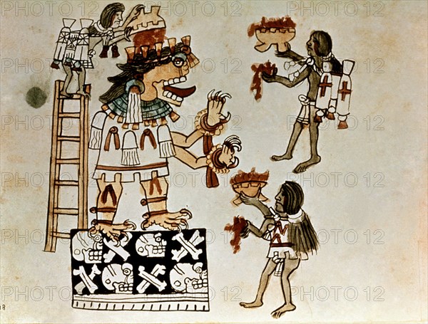 Codex Nuttall
Offrande de sang au dieu de a guerre et du soleil, Huitzilopochtli