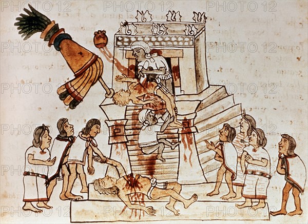 Codex Nuttall
Offrande de sang au dieu de a guerre et du soleil, Huitzilopochtli