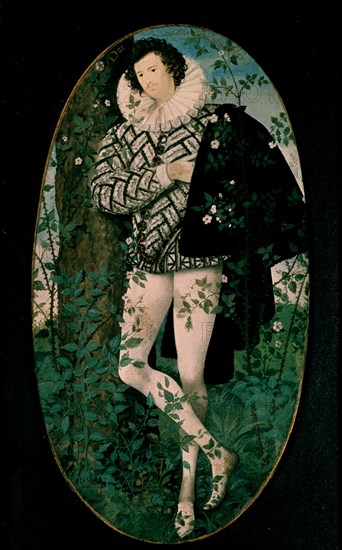 HILLIARD N 1547/1619
*JOVEN APOYADO EN UN ARBOL-MINIATURA S XVI-ACUARELA-RENACIMIENTO INGLES
LONDRES, MUSEO VICTORIA ALBERTO
INGLATERRA