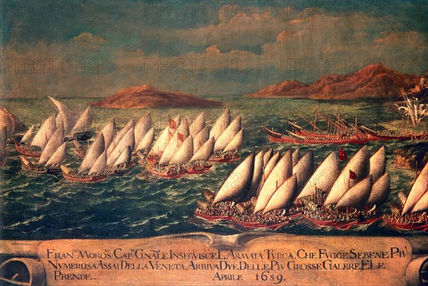 *FRANCESCO MOROSINI PONE EN FUGA A LOS TURCOS-1659
VENECIA, MUSEO CORRER
ITALIA