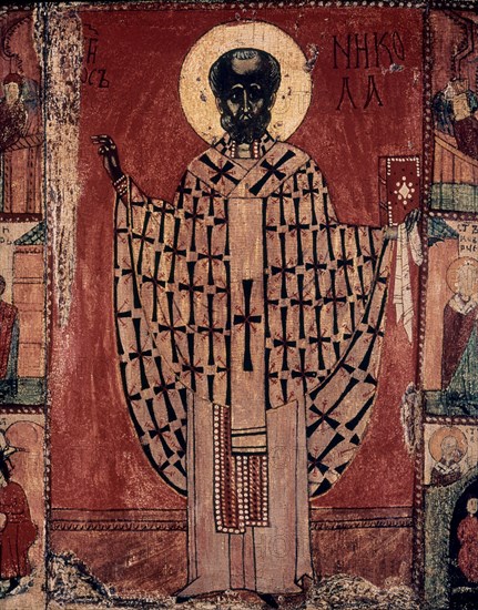 *ICONO RUSO S XVI CON LA VIDA DE S NICOLAS-TEMPLE DE HUEVO
MOSCU, GALERIA TRETJAKOV
RUSIA