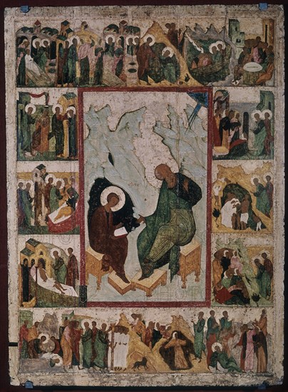 *S JUAN EVANGELISTA EN LA ISLA DE PATMOS Y OTRAS ESCENA
MOSCU, GALERIA TRETJAKOV
RUSIA