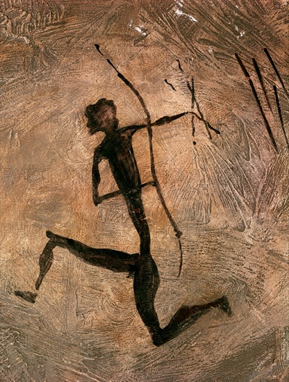 *PINTURA RUPESTRE DE HOMBRE CON ARCO EN EL SAHARA