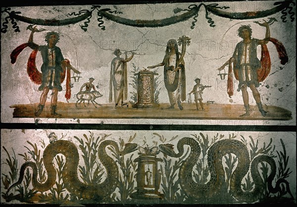 *PINTURA DE POMPEYA CON ESCENA SACRIFICIAL
NAPOLES, MUSEO ARQUEOLOGICO NACIONAL
ITALIA
This image is not downloadable. Contact us for the high res.
