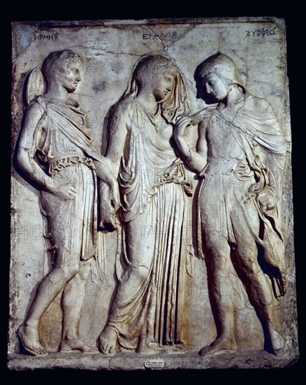 *RELIEVE DE ORFEO EURIDICE Y HERMES S V AC
NAPOLES, MUSEO ARQUEOLOGICO NACIONAL
ITALIA

This image is not downloadable. Contact us for the high res.