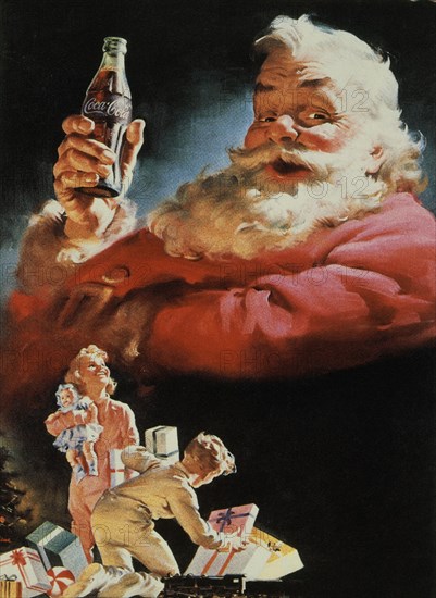 PAPA NOEL CON UNA BOTELLA DE COCA-COLA - PUBLICIDAD