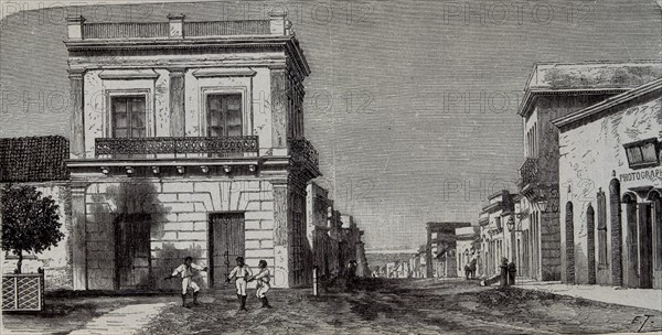 GRABADO-CALLE DE ASUNCION-PARAGUAY-S XIX