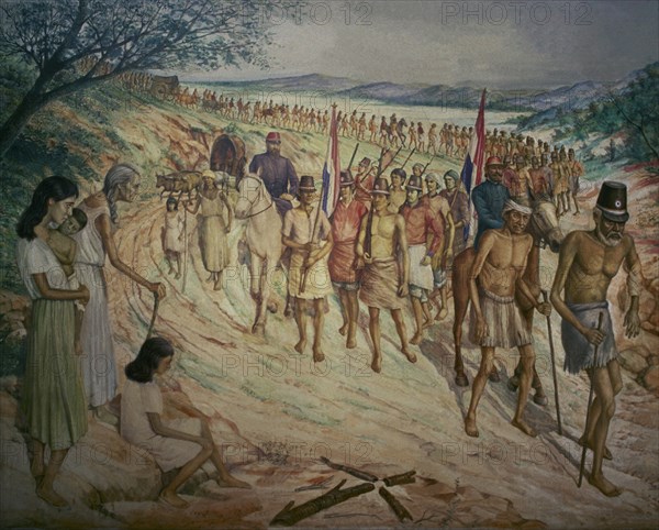 HOLDEN JARA ROBERTO
"HACIA CERRO CORA"ULTIMA BATALLA TRIPLE ALIANZA(1864-70)
ASUNCION, MUSEO HISTORICO MILITAR
PARAGUAY