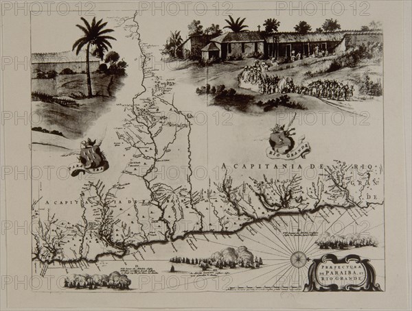 VINGBOONS J.
MAPA DE CAPITANIAS DE PARAIBA Y RIO GRANDE,CON ESCENA RURAL
PARIS, BIBLIOTECA NACIONAL
FRANCIA