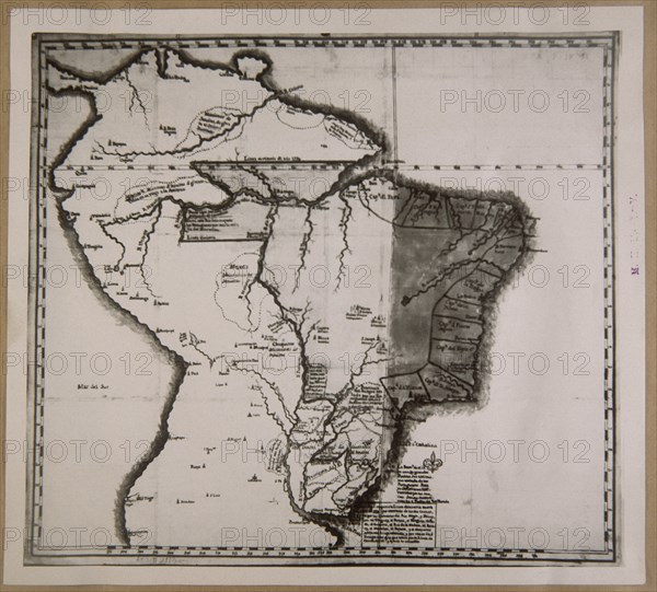 MAPA 1759-DIVISION ENTRE BRASIL Y POSESIONES ESPAÑOLAS-SEGÚN TRATADO DE TORDESILLAS
SIMANCAS, ARCHIVO
VALLADOLID
This image is not downloadable. Contact us for the high res.